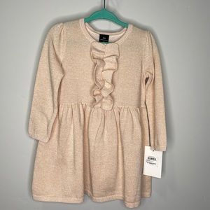 Something Navy ruffle shimmer gold dress / NWT